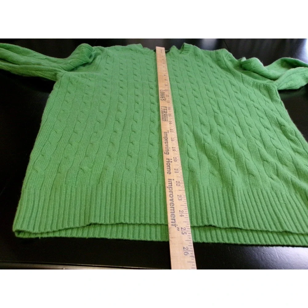 J.Crew‎ Womens Green Cable Knit Sweater Wool Angora Cashmere Blend Medium